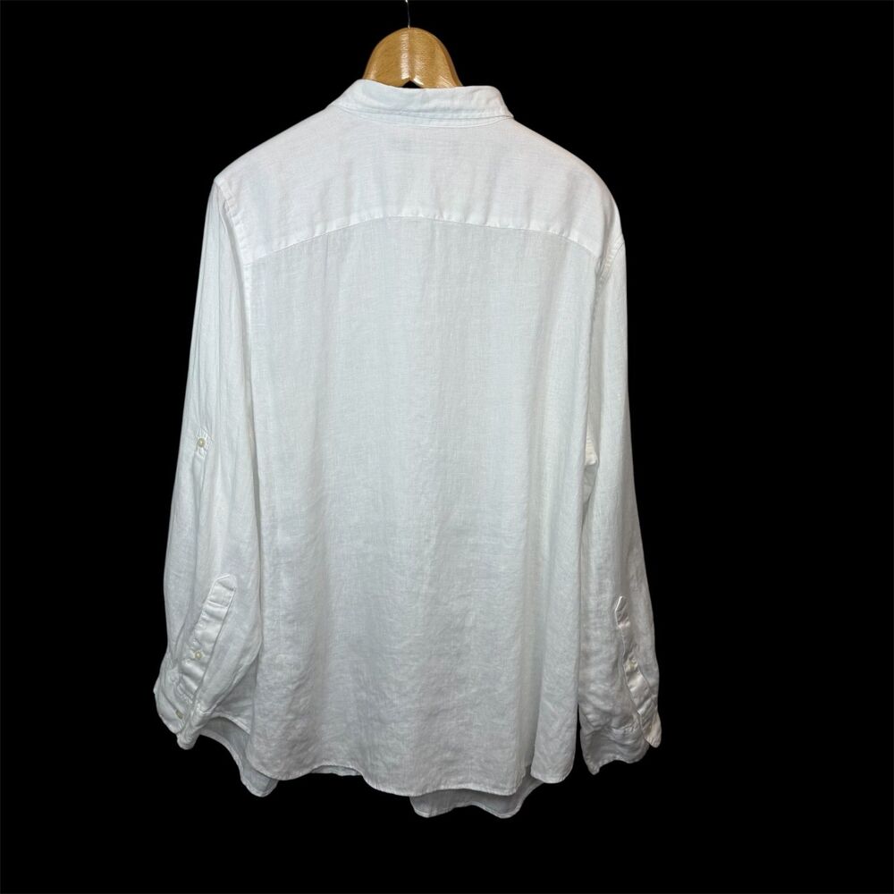 Lauren Ralph Lauren White Shirt Long Sleeve Button Linen Size 2X Casual Work - Picture 2 of 11